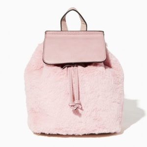 Miri Furry Mini Pink Fur Small backpack bag Cute!